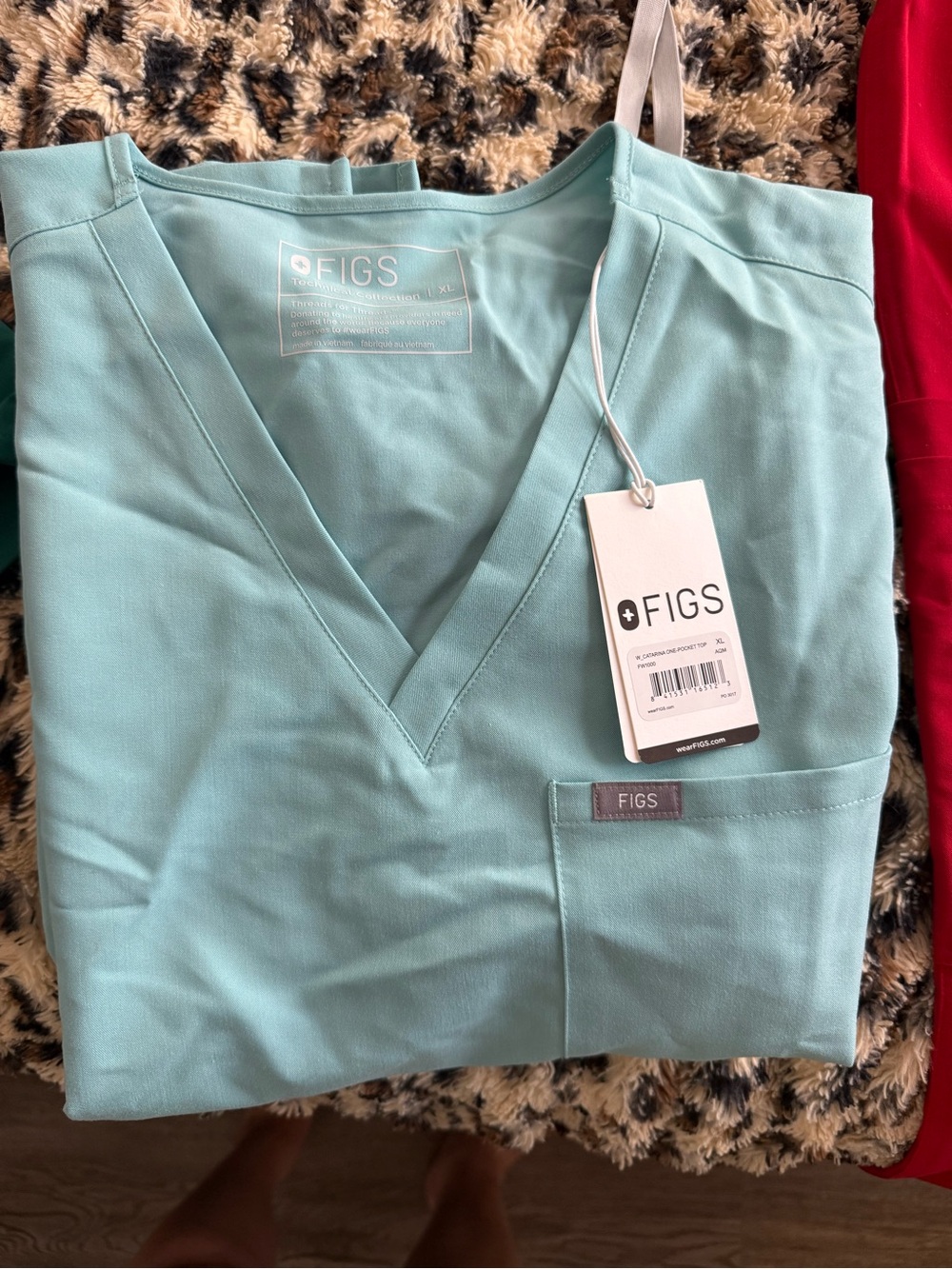 FIGS V-Neck Scrub Top in Aqua Blue